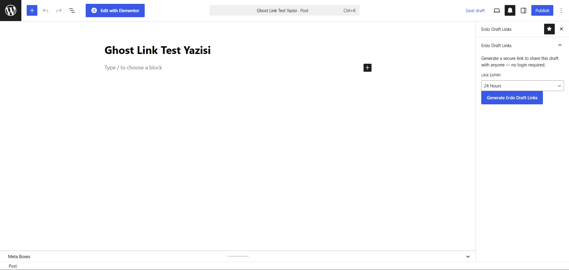 Erdo Draft Links dashboard